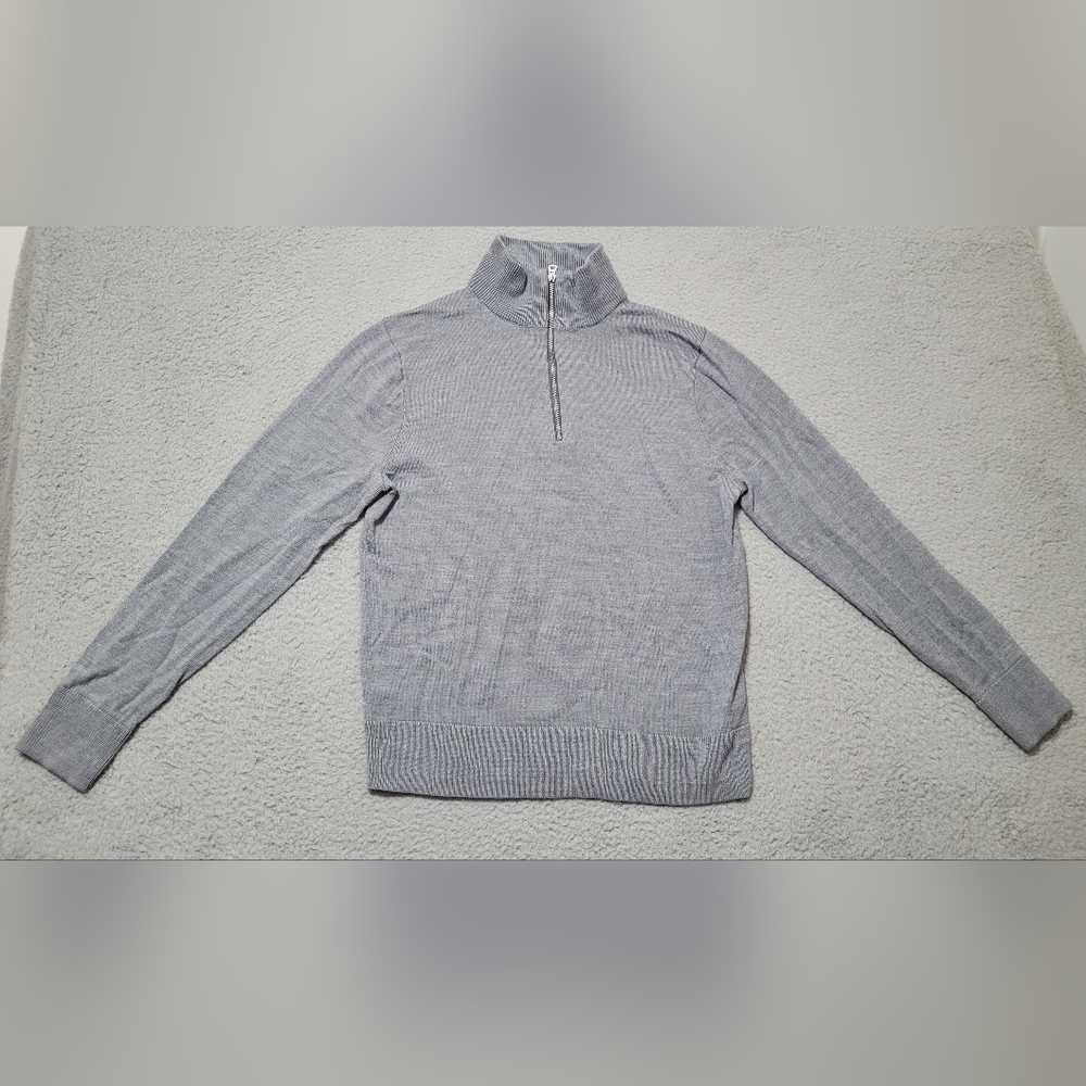 J Crew Gray Mock Turtleneck 1/4 Zip-Up Pullover Medium